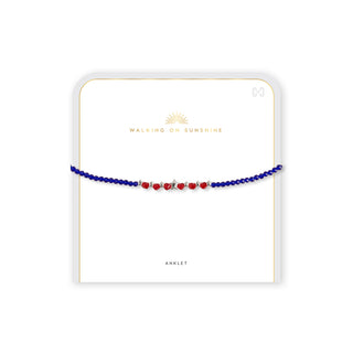 Abigail Star Anklet - Silver/Red/Blue