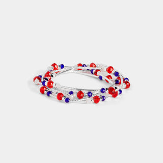 Julia Bracelet Stack - Red/Silver/Blue