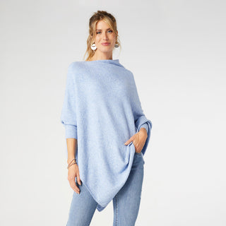 Dylan Sweater Poncho - Heather Blue