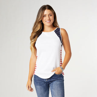 Americana Ribbed Tank - White