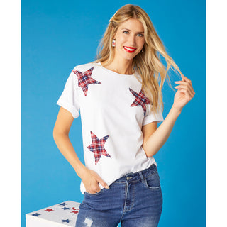 Star Patchwork Tee - White