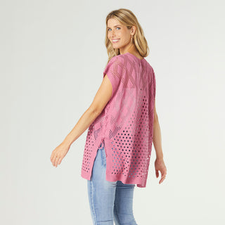 Lottie Poncho with Side Tie - Rose