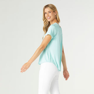 Erin Pleat Back Tee - Aqua