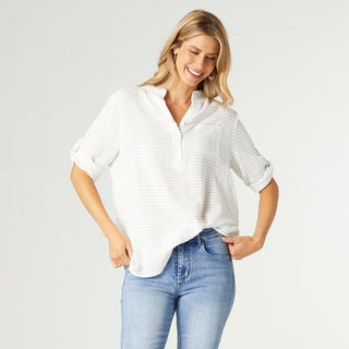 Jesse Casual Henley Top - White