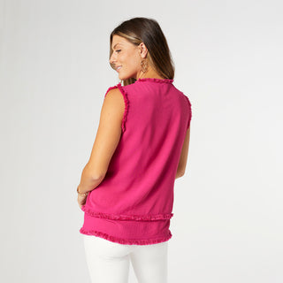 Melody Tank with Tiered Fringe - Fuchsia Pink