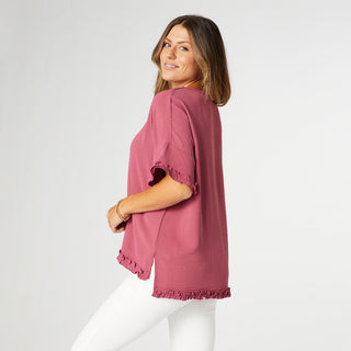 Aspen Flowy Ruffle Edge Top - Berry