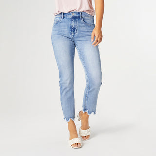 Everstretch Capri with Scalloped Trim - Medium Denim