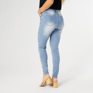 Everstretch Ankle with Side Embroidery - Medium Denim