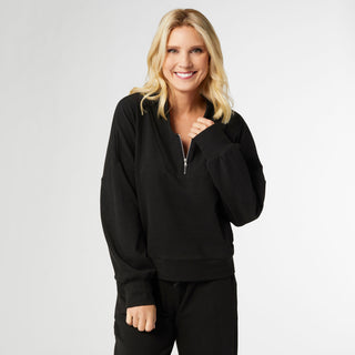 Smooth Zipper Pullover - Black