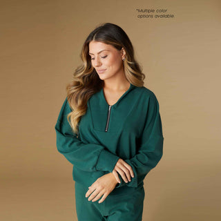 Smooth Zipper Pullover - Evergreen