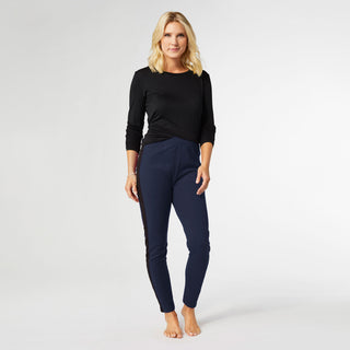 Weekend Brushed Legging with Side Stripe - Lagoon