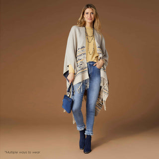 Aurora Reversible Printed Wrap - Denim