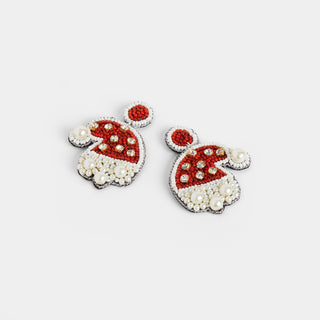 Santa Hat Beaded Earring - Red