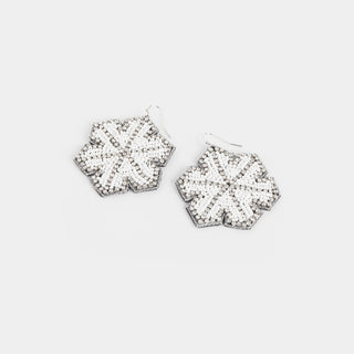 Snowflake Beaded Earring - White