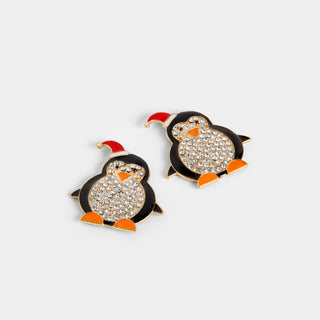 Christmas Penguin Earrings - Black