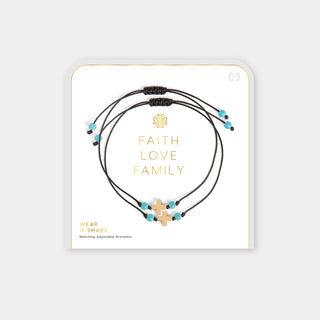 Faith Wear + Share Bracelets Faith, Love, Family - Black