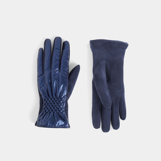 Puffer Pucker Wrist Touchscreen Gloves - Navy