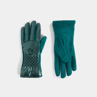 Puffer Pucker Wrist Touchscreen Gloves - Green