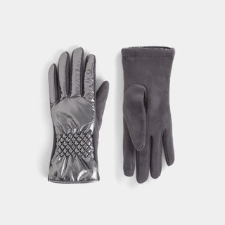 Puffer Pucker Wrist Touchscreen Gloves - Gunmetal