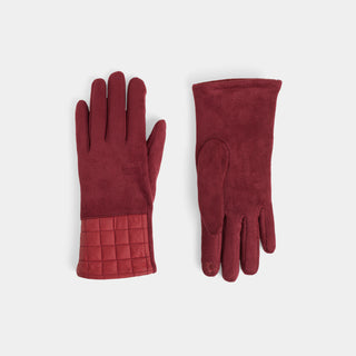 Puffer Wrist Touchscreen Gloves - Red