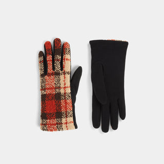 Textured Plaid Touchscreen Gloves - Rust Plaid