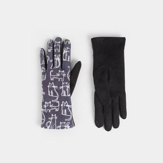 Cat Doodle Touchscreen Gloves - Black