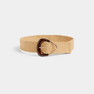 Tan with Brown Marble Buckle Belt - Black