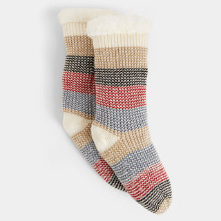 Striped Slipper Sock - Winter White Multi