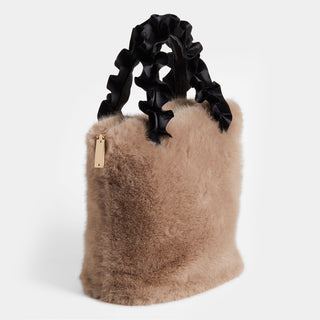 Larsa Faux Fur Wristlet - Tan