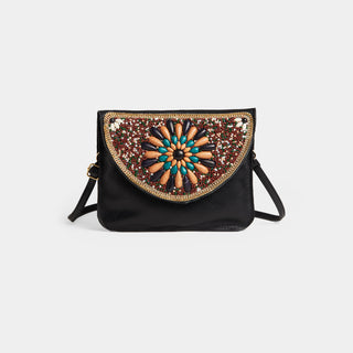 Artisan Beaded Split Pocket Crossbody - Bursting Flower