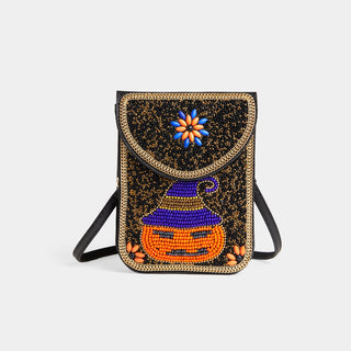 Artisan Beaded Clutch + Crossbody - Jack-O-Lantern