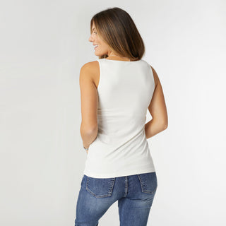 Marta Double Layer Scoop Neck Tank - Ivory