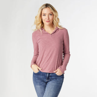 Danna Hooded Baby Rib Top - Dusty Mauve