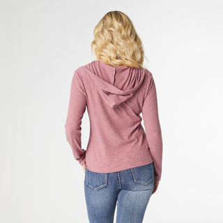 Danna Hooded Baby Rib Top - Dusty Mauve