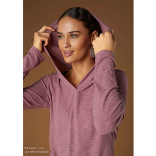 Danna Hooded Baby Rib Top - Dusty Mauve