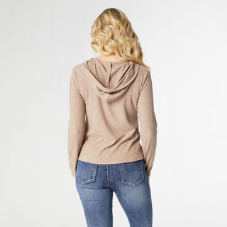 Danna Hooded Baby Rib Top - Taupe