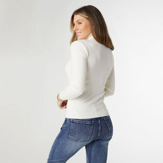 Kamryn Funnel Neck Rib Knit Top - Ivory