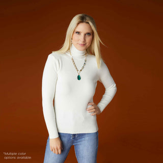 Kamryn Funnel Neck Rib Knit Top - Ivory