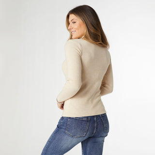 Kamryn Funnel Neck Rib Knit Top - Taupe