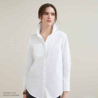 Meredith Button-Up Boyfriend Shirt - White