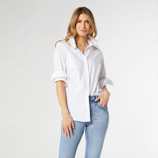 Meredith Button-Up Boyfriend Shirt - White