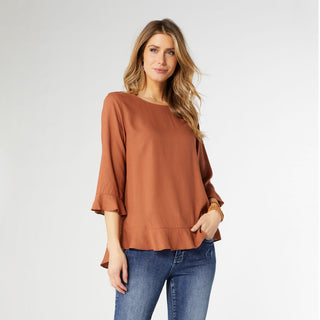 Virginia Ruffle Sleeve Top - Terra Cotta