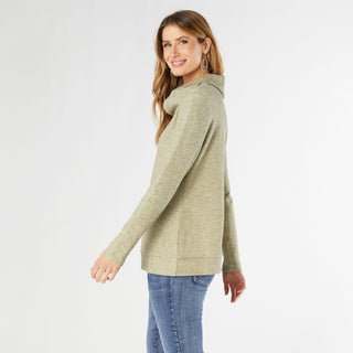 Rory Supersoft Cowl Neck Top - Olive Heather