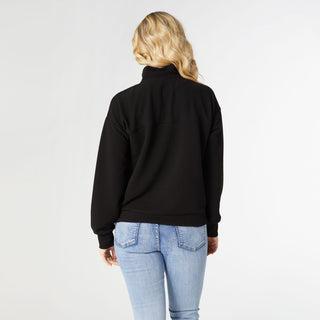 Lyla Half-Zip Top with Side Pockets - Black