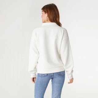 Lyla Half-Zip Top with Side Pockets - White