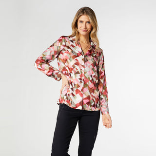 Camila Printed Blouse - Redwood Triangles