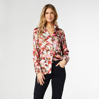 Camila Printed Blouse - Redwood Triangles