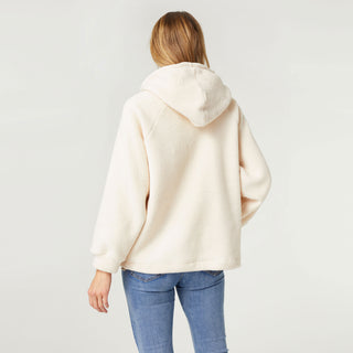 Mackenzie Brushed Half-Zip Hooded Sweatshirt - Cream