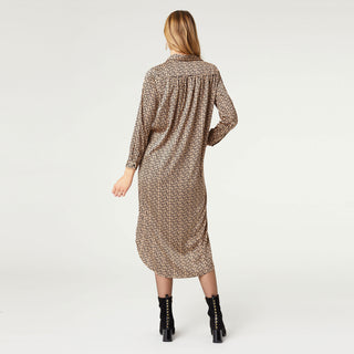 Mylah Button Down Maxi Dress - Taupe/Black