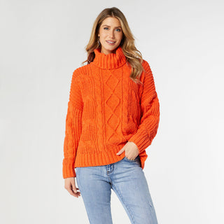 Roux Chunky Knit Turtleneck Sweater - Pumpkin